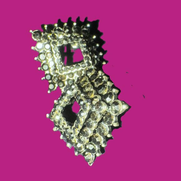 Hematite 3-Dimensional Square Earrings Vintage Silver settings EUC - Picture 5 of 9